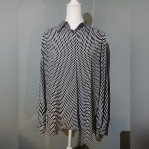 Notations Black & White Polka Dot Button‑Down Shirt – Size 12